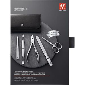 Zwilling® Classic Inox Manicure Etui Leer Zwart 5-delig