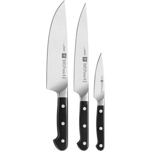 Zwilling Messer-Set Pro (Set, 3-tlg., Spick- &Garniermesser (11 cm),Fleischmesser (20 cm)Kochmesser (20 cm), Edelstahl 18/10, aus einem Stück geschmiedet