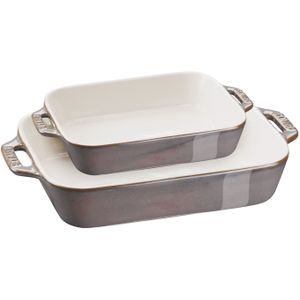 Schotel Rechth Set 2-  20x27 + 20x16 Grijs Ceramic By Staub 40511-922