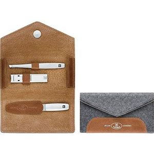 Zwilling TWINOX Manicure vilt en leer set, 3-delig, grijs, pedicure in reisverpakking, cadeau