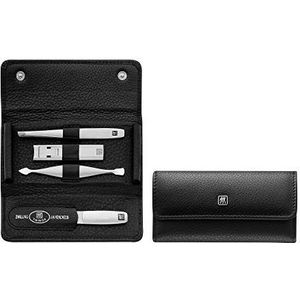 ZWILLING Kalfsleer Pocket Twinox Manicure 4-Delige Set, Zwart