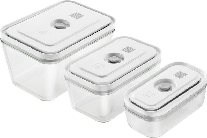 Zwilling Fresh & Save Vacuüm vershoudbakjes Opbergdozen 3 delige set S 200ml M 750ml L 1600ml Glas