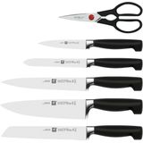 Vier Sterren - Messenset - Zwart - RVS - Inclusief Zelfslijpend Messenblok