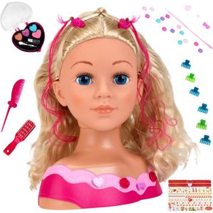 Klein Toys Princess Coralie kaphoofd 'Emma' - 23.5x13x27 cm - incl. dermatologisch geteste, hartvormige cosmeticaset en haaraccessoires - multicolor