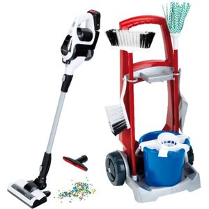 Huishoudwagen met de stofzuiger Unlimited van Bosch – trolley met hoge stabiliteit, gemaakt van hoogwaardig kunststof, zuig- en geluidsfunctie, speelgoed voor kinderen vanaf 3 jaar