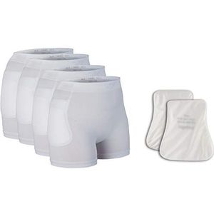 1499 Heupbeschermbroeken, set 4 & 1 voor valprophyxen, bestaande uit 4 broeken, 1 paar waterbestendige beschermers Gr. X-Large wit