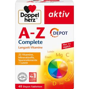Doppelherz A-Z Complete - Langdurige vitaminen - 23 vitaminen, mineralen & spoorelementen PLUS luteïne - 40 DEPOT-tabletten
