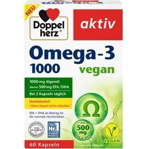 Omega 3 Vegan - met 1000 mg algenolie, waarvan 500 mg EPA/DHA - 60 mini-capsules - hoog gedoseerd - veganistisch - Doppelherz