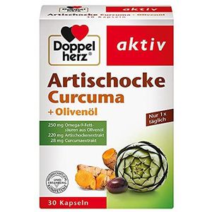 Doppelherz Artisjok + olijfolie + kurkuma - plantaardig voedingssupplement met artisjok en kurkuma-extract en omega 9-vetzuren - 30 capsules (1 stuk)