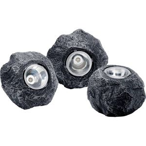 Pontec 87585 PondoStar LED Rocklight Set 3 - zwarte, aantrekkelijke rotsverlichtingsset in tijdloze leisteen-look/onderwaterverlichting