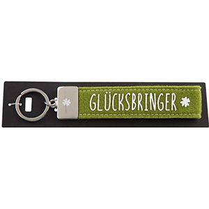 Depesche 4298-015 sleutelhanger van vilt met gegraveerde metalen gesp en iconische geluksbrenger-print, 18,7 x 4,4 x 1 cm, groen