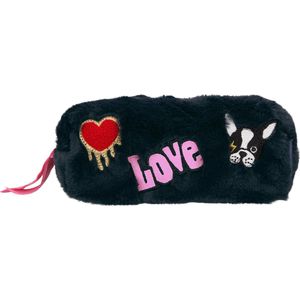 TOPModel etui van kunstbont do nkerblauw DOG