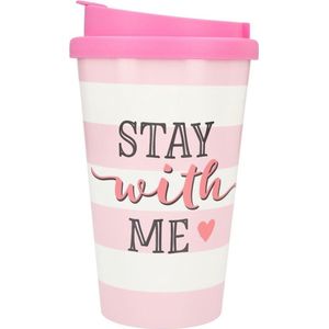 Depesche 2180.039 to-Go beker van kunststof met spreuk, 350 ml, Stay with Me, meerkleurig