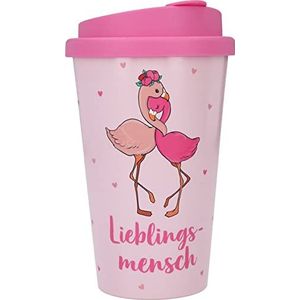 Depesche 2180-049 - To Go Mok van kunststof met spreuk, 350 ml, herbruikbaar, favoriete persoon met flamingo motief