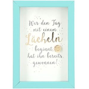 Depesche 11625-012 Fotolijst met compliment, decoratieve lijst met mooie spreuk, ca, kleine attentie, turquoise, 8,4 x 5,8 x 1,9 cm