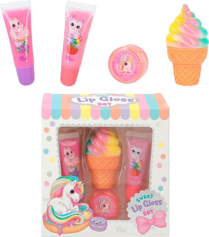 Depesche - Ylvi - Cosmetische Set - Roze - 2 Stuks Lipgloss - Unicorn Design