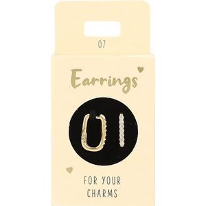 Depesche 11833-007 Hoepel oorbellen in ovale vorm, met witte stenen, verguld, ideaal als klein geschenk