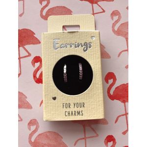 Depesche 11833-016 hoepel oorbellen met roze steentjes, verzilverd, ideaal als klein cadeautje