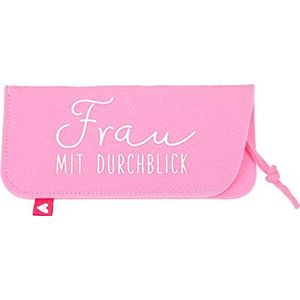 Depesche 11838-007 - Brillenkoker van vilt, in roze en met het opschrift ""Frau mit Durchblick"" (Vrouw met visie)