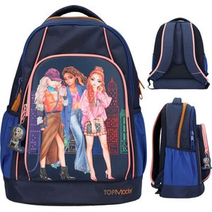 Depesche 12565 TOPModel City Girls - schoolrugzak in donkerblauw met modelmotief, schooltas met verstelbare riemen en label