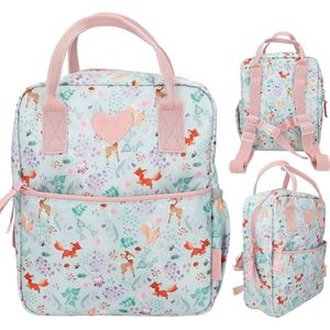 Depesche 12572_A Princess Mimi Wild Forest - rugzak in groen en roze met bosdieren, etui met ritssluiting