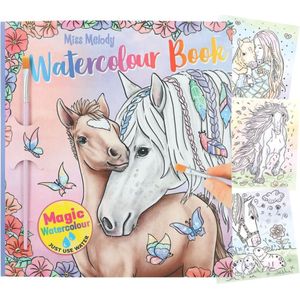 Depesche 12576 Miss Melody Watercolour Book kleurboek met kwast en 30 paardenmotieven om op water te schilderen