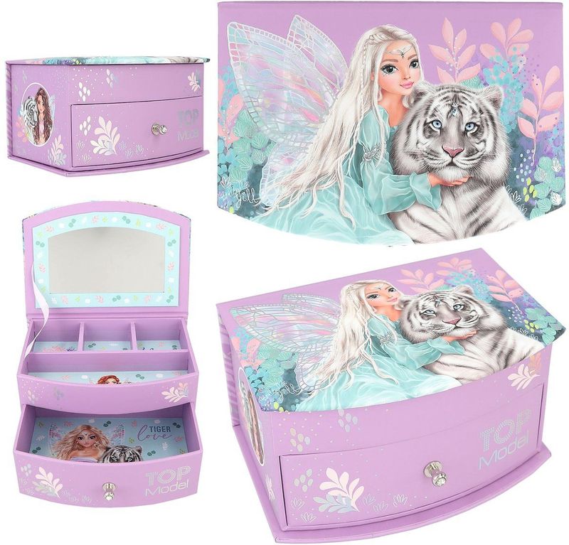 Depesche - Topmodel Fantasy Tiger - Sieradendoos - Paars - Met Spiegel