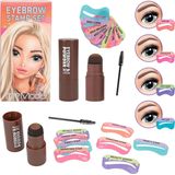 TOPModel - Wenkbrauwenset - Bruin/Paarse Poeder - Inclusief Sjablonen en Borsteltje