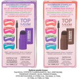 TOPModel - Wenkbrauwenset - Bruin/Paarse Poeder - Inclusief Sjablonen en Borsteltje