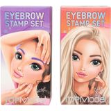 TOPModel - Wenkbrauwenset - Bruin/Paarse Poeder - Inclusief Sjablonen en Borsteltje