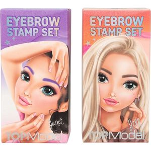TOPModel - Wenkbrauwenset - Bruin/Paarse Poeder - Inclusief Sjablonen en Borsteltje