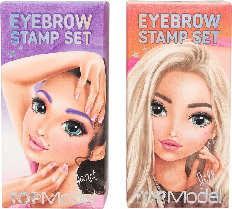 TOPModel - Wenkbrauwenset - Bruin/Paarse Poeder - Inclusief Sjablonen en Borsteltje