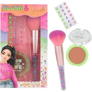 Depesche - TOPModel Beauty and Me - Make-up Set - Blush - Cosmetische Kwast - Glitterstickers - Geschenkdoos