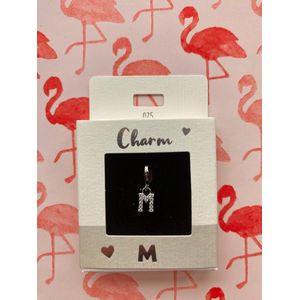 Depesche - Charms Express Yourself - Hanger - Verzilverd - Letter M - Bezet met Edelstenen