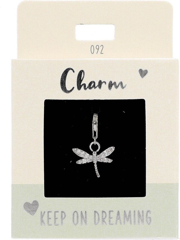 Depesche - 11785-092 Hanger - Verzilverde Libel - Bezet met Edelstenen