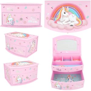 Depesche - Ylvi - Sieradendoos - Roze - Eenhoornmotief - Juwelen-organizer