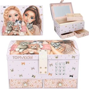 Depesche - TOPModel Cat Love - Sieradendoos - Paars - Met Spiegel en Geluid