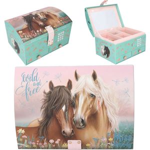 Depesche - Miss Melody - Juwelendoos - Turquoise/Roze - Paardenmotief/Roségoudpatroon