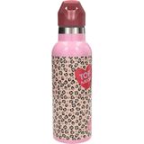TOPModel - Drinkfles - Panterprint - 500 ml - Roze en Rood
