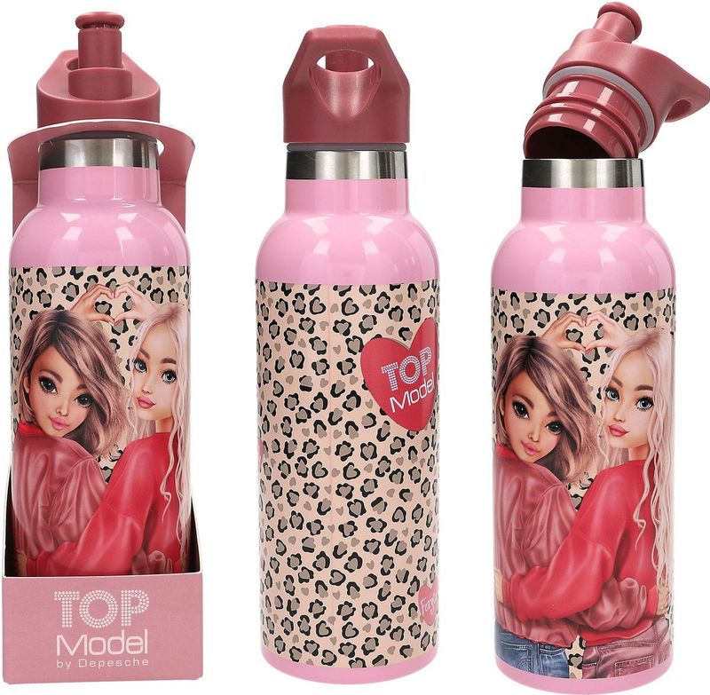 TOPModel - Drinkfles - Panterprint - 500 ml - Roze en Rood