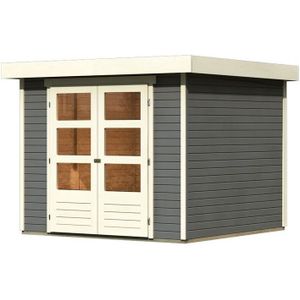 Tuinhuis Askola 5 Terragrijs Karibu 302x246x211cm Wanddikte 19mm