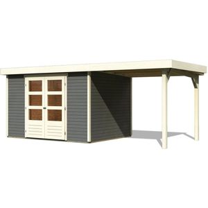 Tuinhuis Askola 5 Terragrijs met overkapping 542x246x211cm Wanddikte 19mm