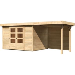 Woodfeeling | Tuinhuis Askola 5 met Overkapping 2,8 en Achterwand | Onbehandeld