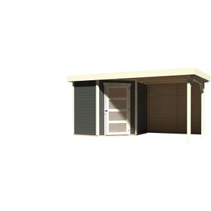 Woodfeeling | Tuinhuis Schwandorf 3 met Overkapping 2,4 en Achterwand | Terragrijs