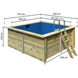 Karibu Rechteckiger kdi Massivholz Pool 308,7 x 276,5 cm Leitern und Zubehör inklusive