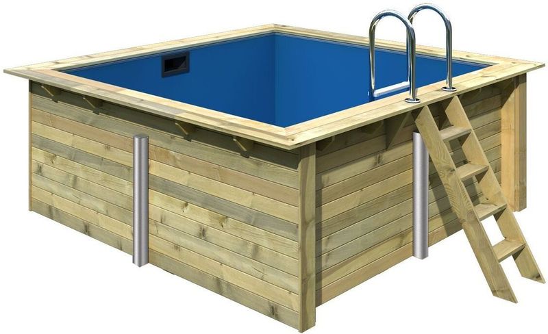 Karibu Rechteckiger kdi Massivholz Pool 308,7 x 276,5 cm Leitern und Zubehör inklusive