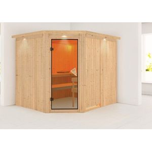 Karibu | Malin Sauna met Dakkraag | Bronzeglas Deur