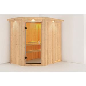 Karibu | Saja Sauna met Dakkraag | Bronzeglas Deur
