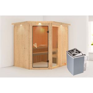 Karibu | Fiona 2 Sauna met Dakkraag | Kachel 9 kW Externe Bediening