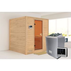 Karibu | Mojave Sauna | Bronzeglas Deur | Biokachel 9 kW Externe Bediening